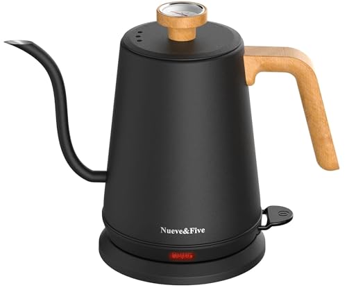 Electric Gooseneck Kettle with Thermometer (BLACK)