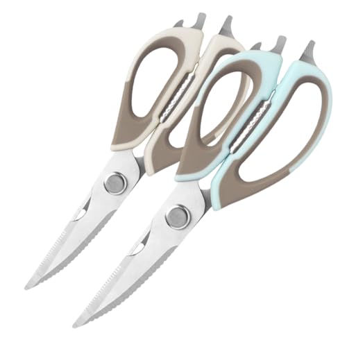2 Pcs Heavy Duty Kitchen Shears for Food (White+blue)