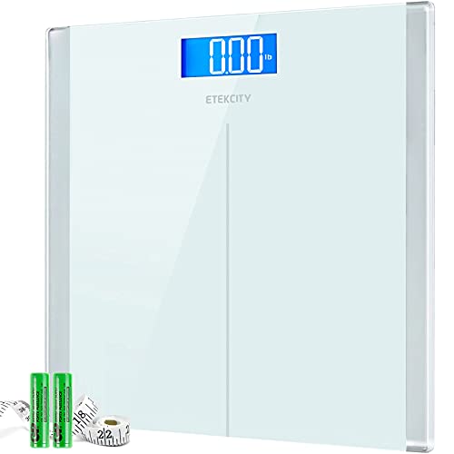 Digital Electric Bathroom Scale for Body Weight (White / 11.8 x 11.8 inches)