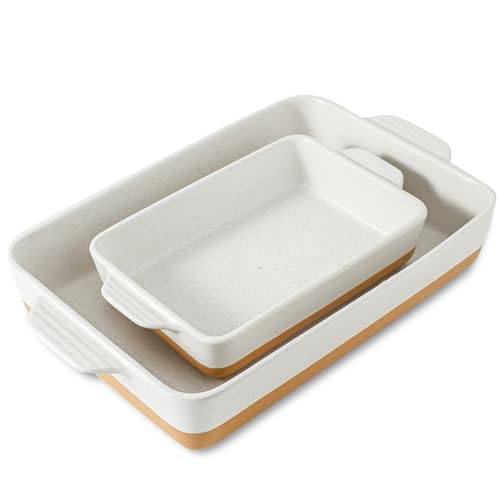 Ceramic Baking Casserole Dish with Handles (Farmhouse White)