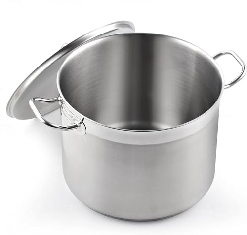 Professional 8 Quart Stainless Steel Stock Pot with Lid (8.5 Quarts / Silver)