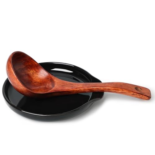 5 Inch Ceramic Spoon Rest for Kitchen Stove Top (Black)