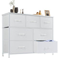 7 Drawer Dresser Storage Organizer with Fabric Bins (White / 39.4"D x 11.8"W x 30.6"H (7 Drawers))