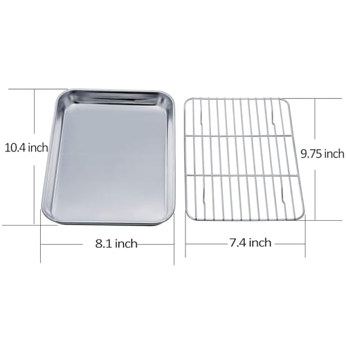 Toaster Oven Pan with Cooling Rack (10.4 x 8.1 x 1 inch)