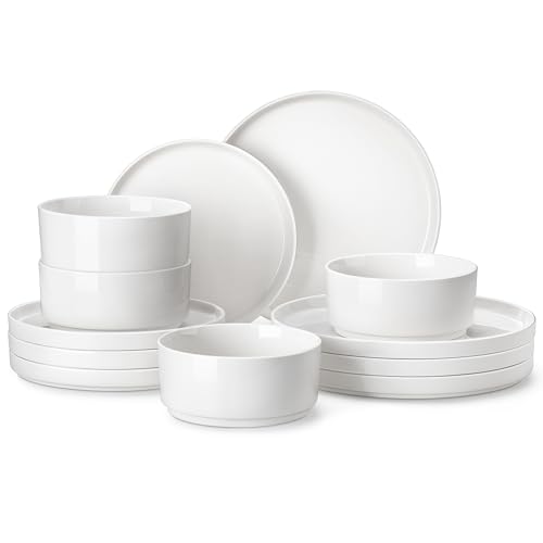 12 Pieces Porcelain Dinnerware Set (Ivory White / 12 Piece (Service for 4))