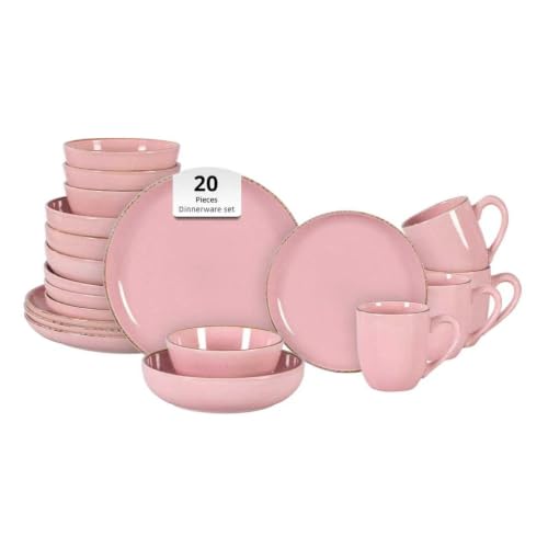 HomeVss 20 Piece Dinnerware Set (Service for 4 - 20pc Set / Pink)