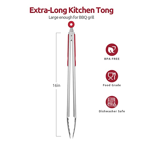 Kitchen Tong for Cooking (Red / 16 inch)
