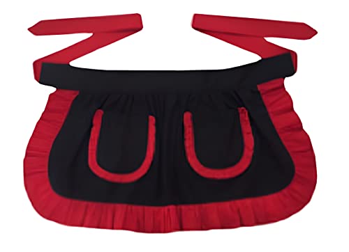 Women’s Waist Aprons with White Pockets Half Server Home Waitress Vintage Servant Apron for Kitchen Cooking (Black)