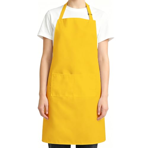 Chef Apron for Men Women with Pockets (Yellow)
