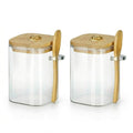 2 Pack Glass Jars with Lids and Spoons (16oz Square Glass)