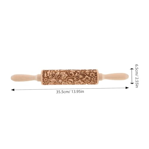 Embossed Rolling Pin for Baking Wooden Pastry Roller with Intricate Floral Patterns for Cookies Fondant and Dough for Weddings Holidays and Special Occasions