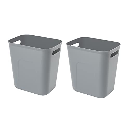 Plastic Small Bathroom Trash Can Wastebasket (Grey / 3.5 Gallon/2 Pack)