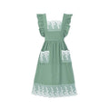 Aoomzoom Vintage Aprons for Woman with Pockets Cute Lace Ruffle Adjustable Apron for Cooking Kitchen Baking Gardening (Light Green)
