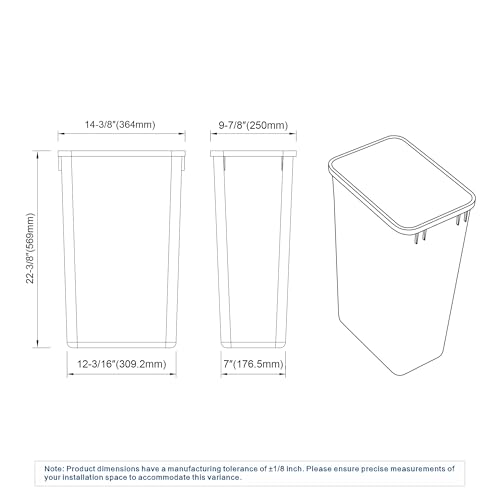 Dowell 50QT Wastebasket Trash Container (52.8Qt - 1 Pack)