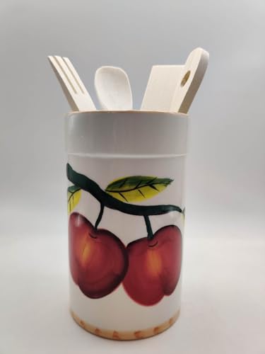 Tuscany Red Apple with Bamboo Trim Hand Painted (Red Apple with Bamboo Trim)