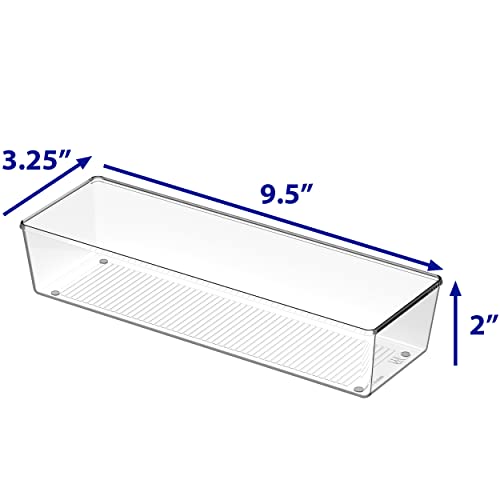 Clear Drawer Organizer for Office Bin Desk Storage (Large Size)