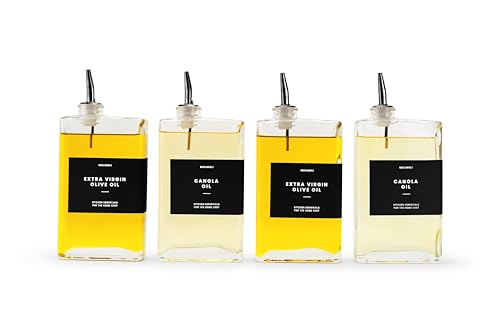 Olive Oil Dispenser Bottle for Kitchen (Black / 500ml, Set of 4)