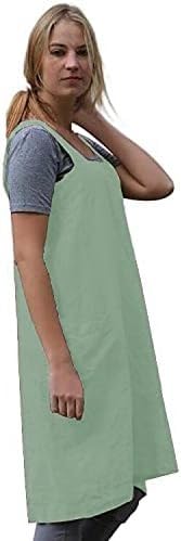 Women's Cross Back Pinafore Apron with Large Pockets Home Kitchen (3X-Large / Light Green)