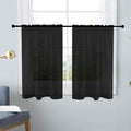Basic Rod Pocket Sheer Voile Window Curtain Panels Black 1 Pair 2 Panels 26 Width 30 Inch Long for Kitchen Bedroom Children Living Room Yard（Black (Black / 26"W x 30"L (Pack of 2))