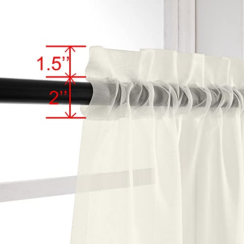 Ivory Sheer Curtains 63 Inches Long for Bedroom (Ivory / 42"W x 63"L (Pack of 2))