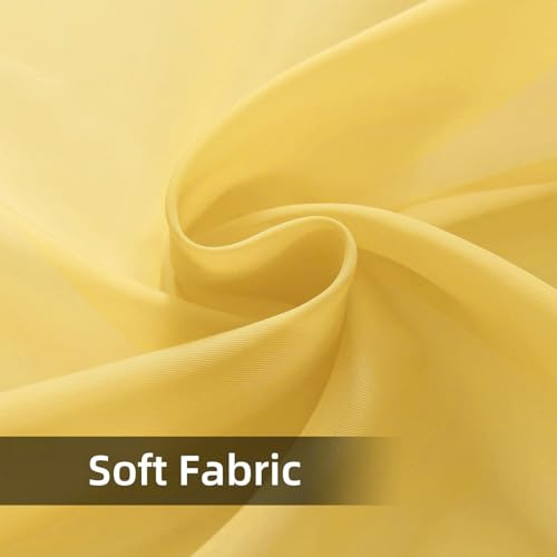 Solid Sheer Rod Pocket Curtain Voile Draperies 2 Panels White Beige Black Grey Coffee 52 Inch Width 72 Inch Long 1 Pair for Kitchen Bedroom Children Living Room Yard (Yellow / 52"W x 72"L (Pack of 2))