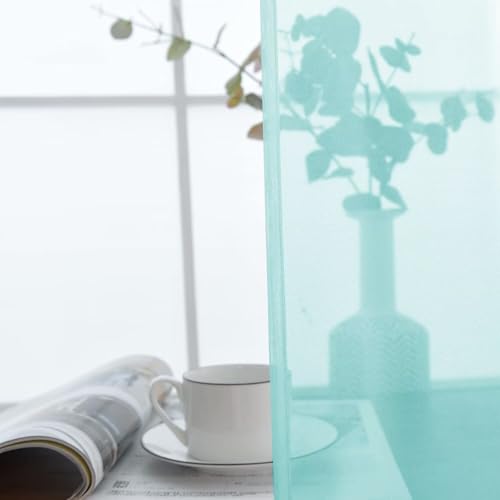 Basic Rod Pocket Sheer Voile Window Curtain Panels Sky Blue 1 Pair 2 Panels 52 Width 54 Inch Long for Kitchen Bedroom Children Living Room Yard（Sky Blue (Sky Blue / 52"W x 54"L (Pack of 2))