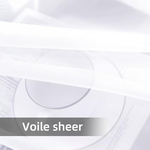 Solid Sheer Rod Pocket Curtain Voile Draperies 4 Panels White Beige Black Grey Ivory 52 Inch Width 63 Inch Long 1 Pair for Kitchen Bedroom Children Living Room Yard (Optical White / 52"W x 63"L (Pack of 4))