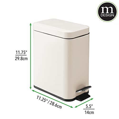 Small Modern 1.3 Gallon Rectangle Metal Lidded Step Trash Can (Cream / 1.3 Gallon)
