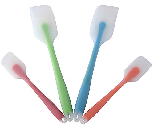 Silicone Spatula Set of 4 (2 Large(Blue, Green) + 2 Small(Orange, Red))