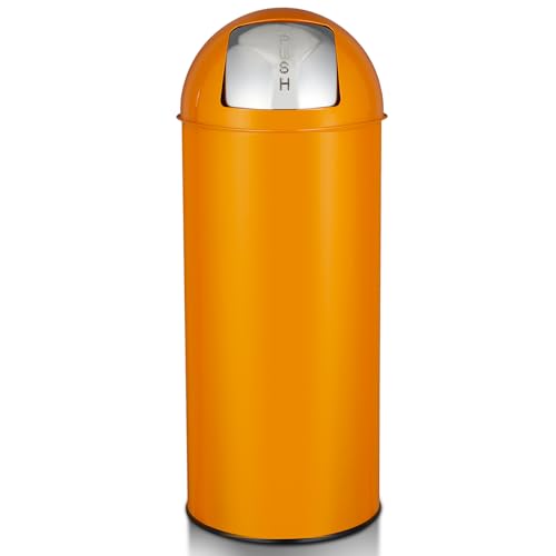 17 Gal 65L Push Lid Trash Can Commercial Grade Heavy Duty Tall Commercial Trash Can Brushed Stainless Steel for Outdoor