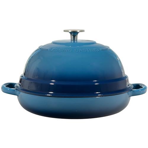 Enameled Cast Iron Dutch Oven Pot with Lid (Lake Blue)