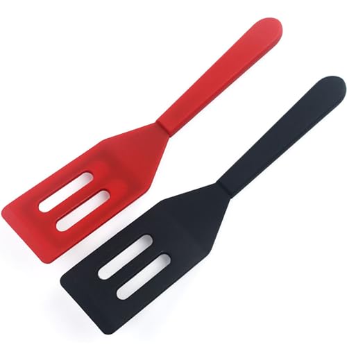 2 Pack】Kunovo Small Spatula for Nonstick Cookware Mini Spatulas for kitchen Use (Black-R)