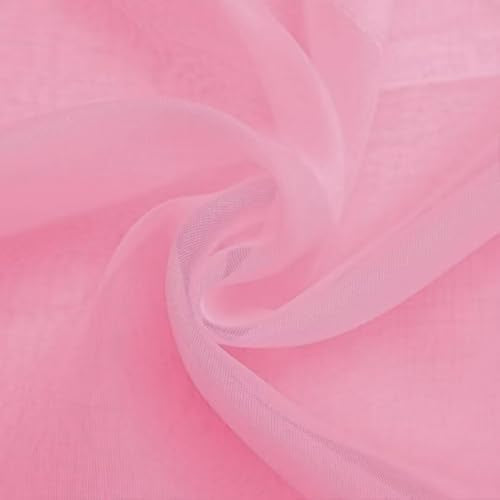 Basic Rod Pocket Sheer Voile Window Curtain Panels Pink 1 Pair 2 Panels 52 Width 54 Inch Long for Kitchen Bedroom Children Living Room Yard（Pink (Pink / 52"W x 54"L (Pack of 2))