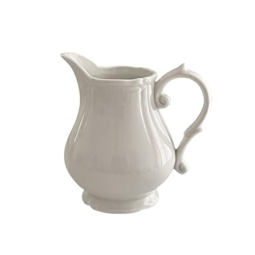 Vintage Embossed Creamer & Sauce Pitcher (White / 10.5 Ounces)