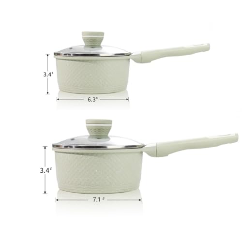 Sauce pan set 4 Pcs 1.5Qt & 2.0Qt Sauce Pot Set with Lid Geen (2 PCS 1.5/2.0 QT Sauce Pan with Lid)