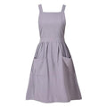 Cute Cotton Pinafore Aprons for Women with Pockets for Kitchen (Gray)