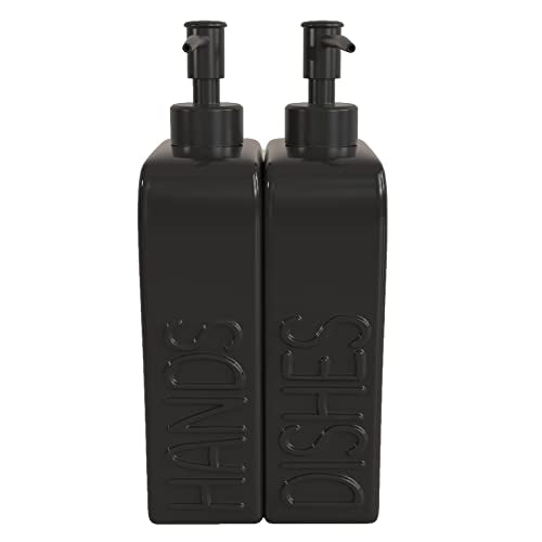 Soap Dispenser Set with Stainless Steel Pump (Black)