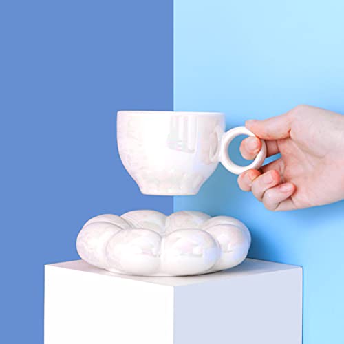Ceramic Coffee Mug with Spoon & Saucer (White)