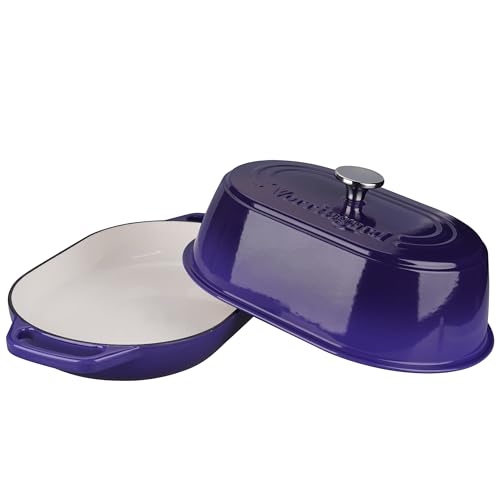 Enameled Cast Iron Dutch Oven Pot with Dome Lid (Purple)