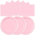 50PCS Pink Paper Plates and Napkins