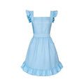 Blue Ruffle Apron for Women with 2 Pockets Cute Pinafore Dress Breathable Kitchen Apron for Cooking Baking Cleaning Gardening (Yellow With Ruffle)