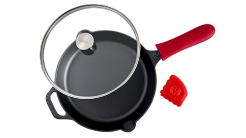 12 Inch Cast Iron Skillet Set with Tempered Glass Lid (12 Inch Set)