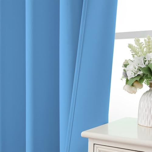 Light Blue Blackout Curtains 72 inch Length 2 Panels Set (Light Blue / 52"W x 72"L (Pack of 2))
