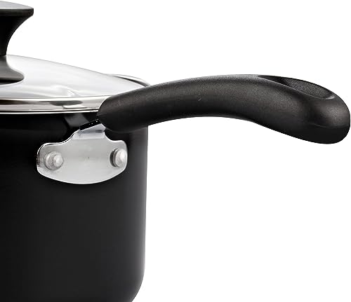 Basic 2 Quart Nonstick Saucepan with Glass Lid (2 Quarts / Black)