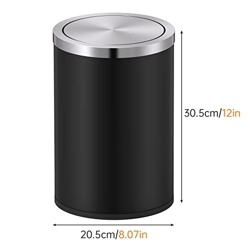 2.4 Gallons Matte Black Swing Lid Stainless Steel Trash Can (Black / 9 Liter)