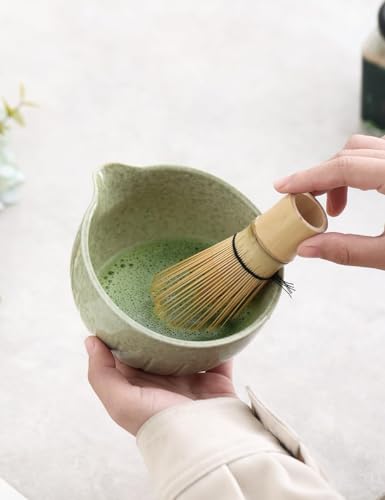 Matcha Set Match Bowl and Whisk (Mottled Green)