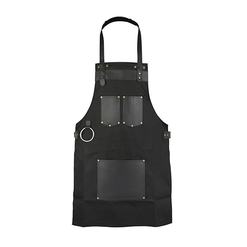 Full Grain Leather & Canvas Apron (Black)