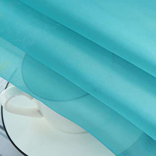 Sheer Voile Window Treatment Rod Pocket Curtain Panels for Kitchen Bedroom Living Room Drapes Sunlight Filtering Privacy Semi Home Decor Assorted Colors Sizes (Turquoise / 52"W x 54"L (Pack of 2))