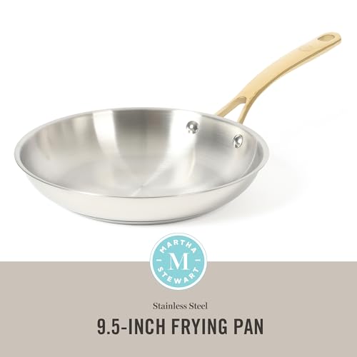 Castelle 9.5 Inch Stainless Steel Frying Pan with Gold (Stainless Steel W/ Gold Handle / 9.5" Frying Pan)