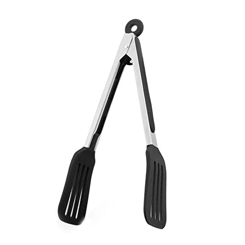 Cooking Tong 9 inches Stainless Steel Kitchen Silicone Serving Tong (9 inch / Black)